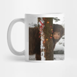 Scottish Highland Cattle Cow and Christmas Lights 2201 Mug